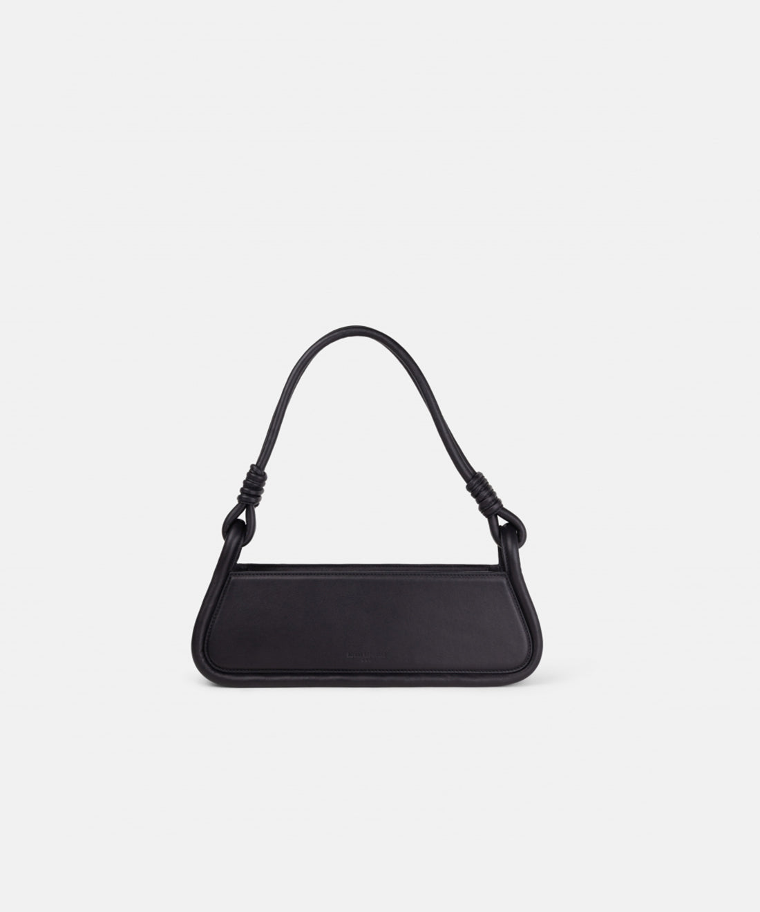 Black leather outlet baguette bag