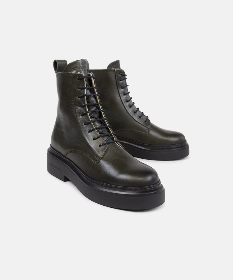 Elle Lace Up Boot 235 | Dark Khaki / Anthracite