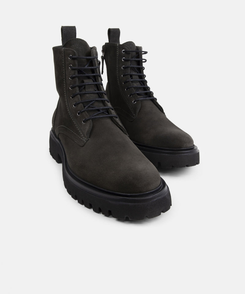 Domino Lace Up Boot Suede 235 | Dark Khaki / Anthracite